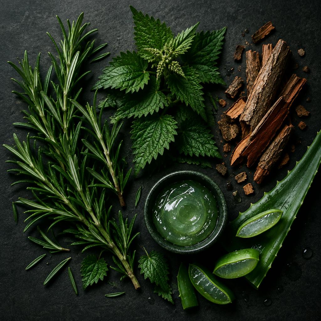 Ingredientes botánicos: romero, ortiga, quina y sábila